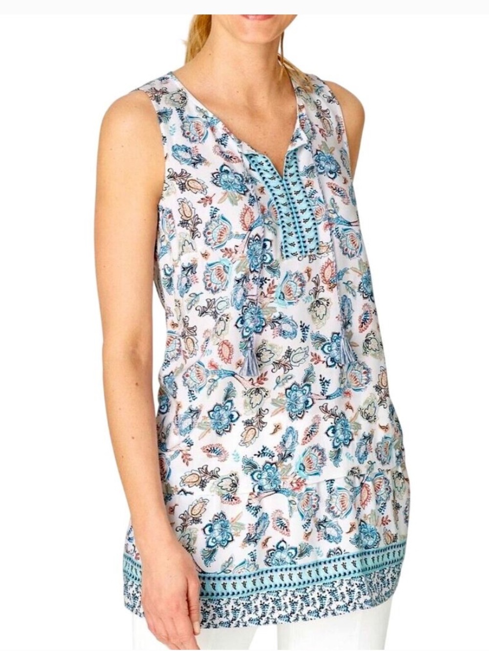 J. Jill Sleeveless Floral Paisley Tunic Top